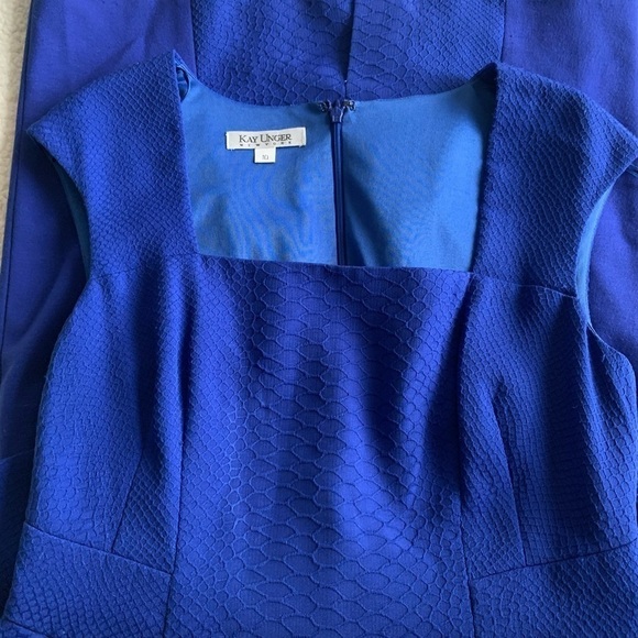 Kay Unger Dress Cobalt Blue Peplum Design Dress size 10 - Picture 9 of 16